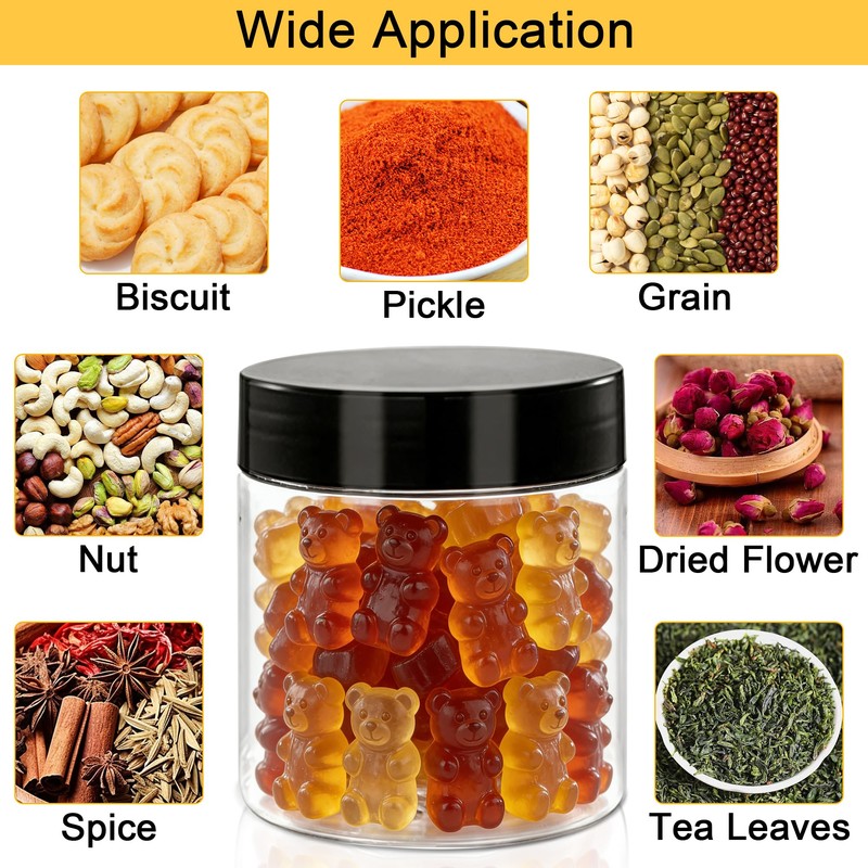 20pcs 16 oz Plastic Jars with Lids, Food Grade Round