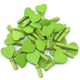 30mm Green Mini Clothes Pegs with Matching 18mm Green Hearts Craft For Shabby Chic Wedding (10)