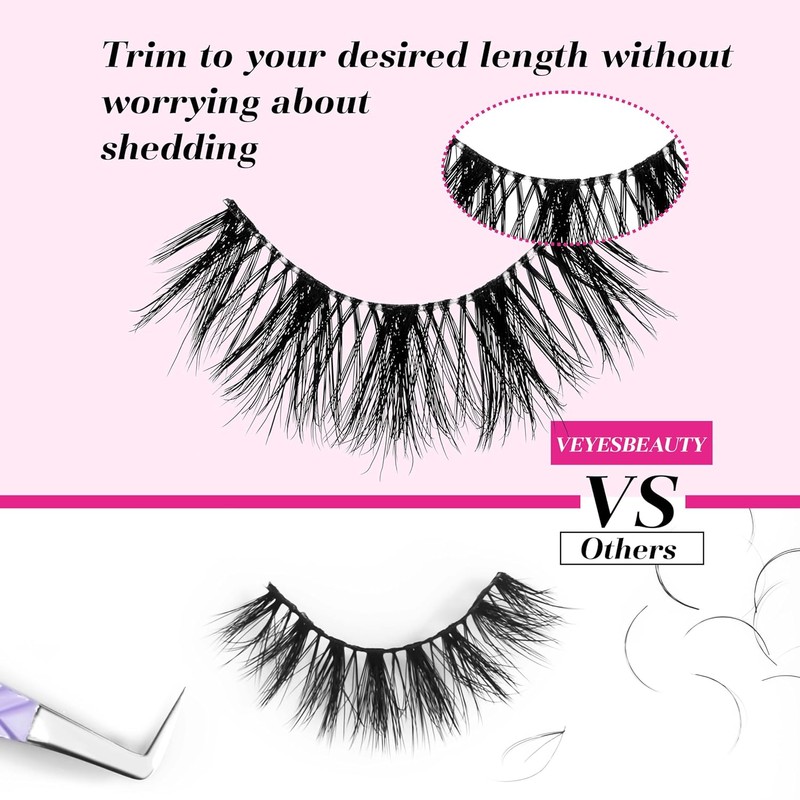 VEYESBEAUTY Bayes Beauty False Eyelashes Wispy Lightweight Natural Look Fluffy