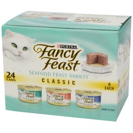 Fancy Feast Gourmet Wet Cat Food, Seafood Variety Pack, (24) 3 Oz Cans