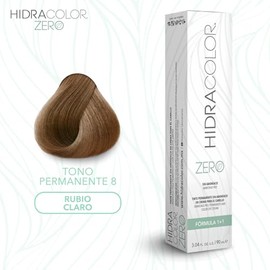 HIDRACOLOR - Tinte Permanente para Cabello Zero Color 8 Rubio Claro 90 ml, sin Amoníaco, Cubre Canas, con Miel y Aloe Vera, Gran Duración y Humectación, Coloración Cabello, Aporta Sedosidad y Brillo