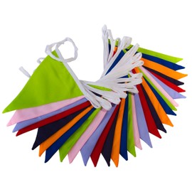 Flyingstart Fabric Bunting Double Sided | 10m Party Bunting Flags | 30 Bunting Banner | Bright Colour, Premium Quality | Wedding, Birthday, Home Festival Garden Bunting, Party Decorations