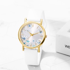Avaner Women's Silicone Strap Watches: Boho Floral Ladies Large Face Soft Band Quartz Easy Reader Wrist Watch