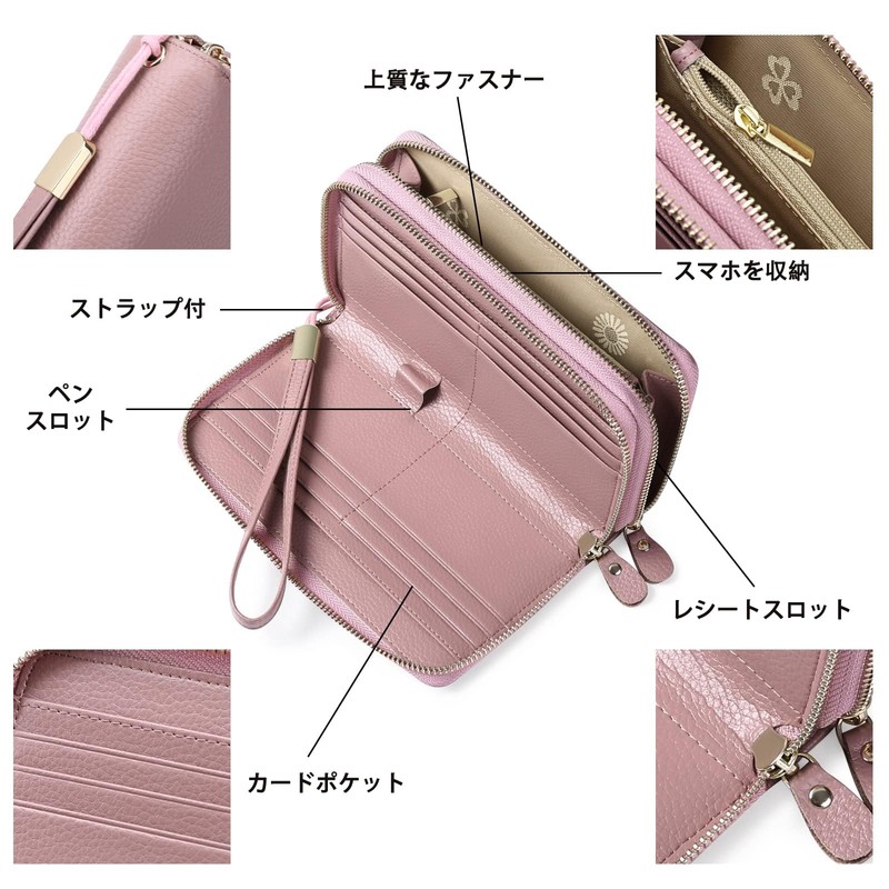 SENDEFN Women's Long Wallet, Large Capacity, Genuine Leather, Multi-functional, Good