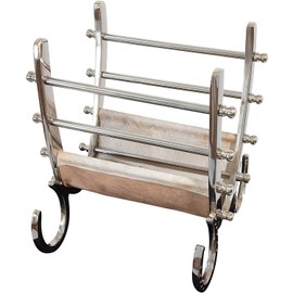 Stainless Steel Magazine Holder (DH8026) | Leather Magazine Holder Rack | Vintage Pony Hair Leather Foldable Shelf | Magazine Organiser for Bathrooms or Offices.