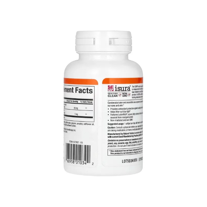 Luteina 40mg Natural Factors Vista Cansada 30 Caps