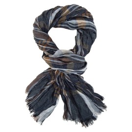 Ella Jonte Men's Scarf Blue Black Red or Grey Viscose Striped Men's Scarf Scarf, gray