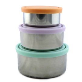 Ever Eco Stainless Steel Round Nesting Containers Set of 3, Spring Pastels