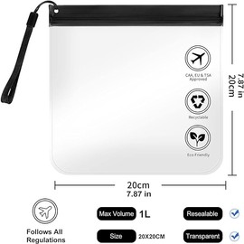 Clear TSA Approved Toiletry Bag, 2 Pack 100% 3-1-1 Compliant Quart Size Travel Toiletry Bag TSA Liquid Bag Travel Essentials Clear Travel Bags for Toiletries for Women Men with Hand Rope