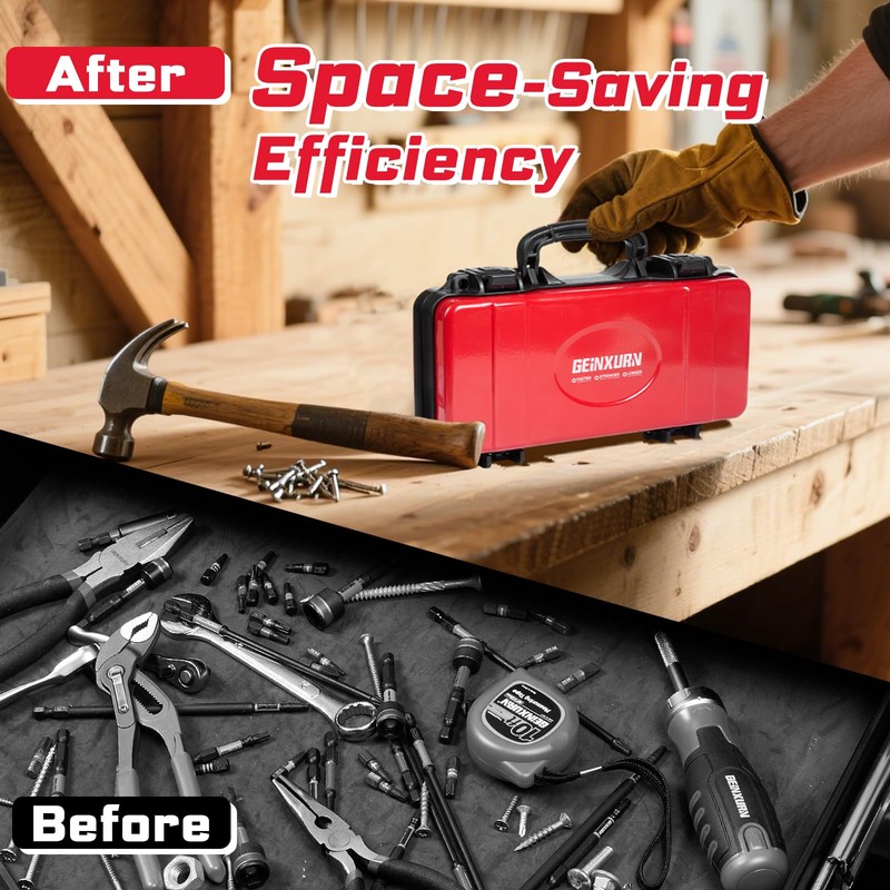 Geinxurn 42Pcs Tools Set Packaged with Heavy-duty Tool Box, Include