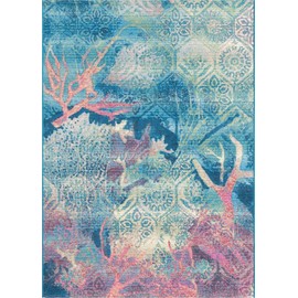 Unique Loom Outdoor Coastal Collection Area Rug - Edgartown (4' 1" x 6' 1" Rectangle, Multi/ Blue)