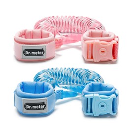 Anti Lost Wrist Link, Dr.meter 2 Pack Toddler Safety Leash with Key Lock, Reflective Child Walking Harness - Dual 8.2ft Length Pink & Blue Parent Kids Leash for Outdoor Activity Travel Gear