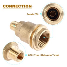 Mtsooning QCC1 Nut Propane Gas Fitting Adapter with 1/4" Male Pipe Thread, Solid Brass Quick Connectors Replacement for Grill Regulator Outdoor Cooking Heating Camping Connect Fittings