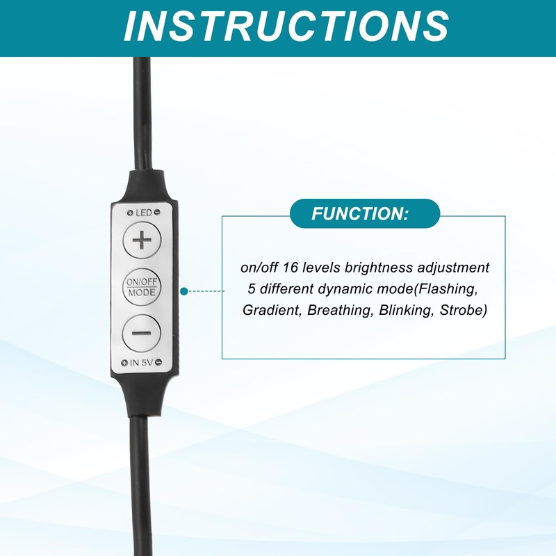 MECCANIXITY LED Strip Dimmer, DC 5V 6A Brightness Adjustable Controller