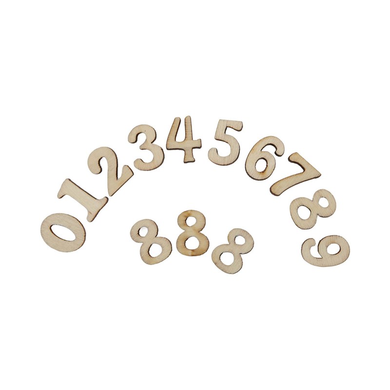 100 Pieces Wooden Numbers Density Board Natural No Burr Safe