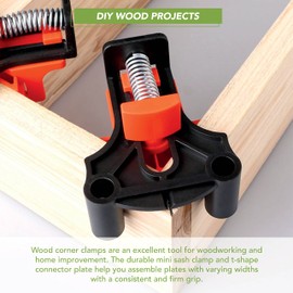 BLOSTM Wood Corner Clamps for Woodwork - 4pcs to Adjust to 60, 90, & 120 Multi-Angle Fix Clamp for Woodworking, Drilling, Gluing and Cabinet Making - 4PCS Angle Clamps for Wood Set