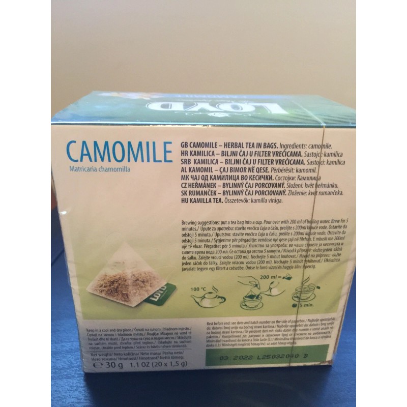 Loyd Camomile Herbal Tea 20 Pyramid Bags Box