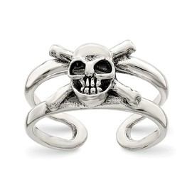 925 Sterling Silver Solid Skull Toe Ring Jewelry for Women