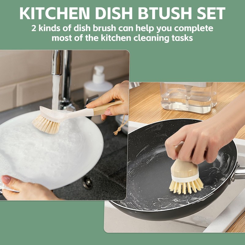ÖkoStamm 4 PCS Kitchen Dish Scrub Brush Set - Dish