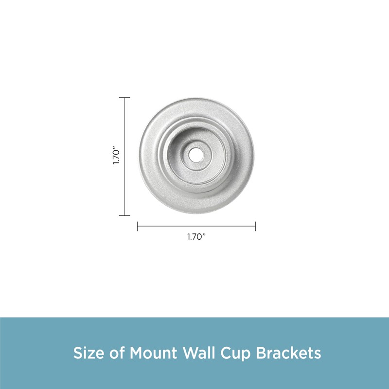 Kenney Hardware Mount Wall Cup Brackets 3/4" Curtain Rod, 5/8"