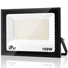 URTBST Outdoor LED Floodlight, 100 W, 7000 K Cool White, 10000 LM Super Bright, IP67 Waterproof, 240 LEDs, Outdoor Security Spotlight for Yard, Garage, Garden, Driveway