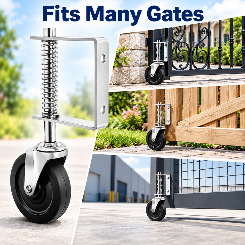 4 Inch Heavy Duty Rubber Gate Caster – Spring-Damped Universal