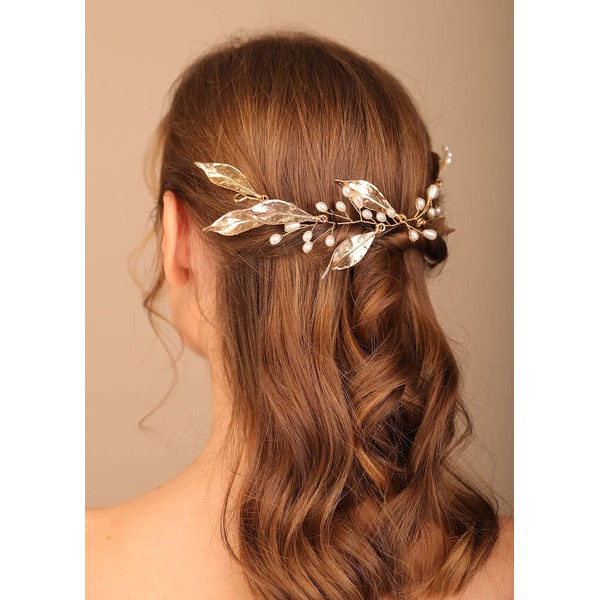Denifery Hojas de boda con perlas para el pelo de novia y novia, accesorio para el pelo de boda para novia y dama de honor (estilo 1)