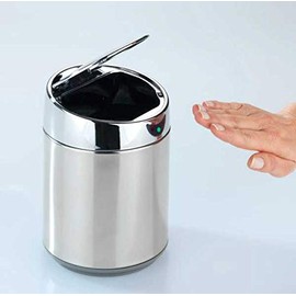 Maximex Table and Cosmetic Bin with Sensor Chrome - Waste Bin with Motion Sensor for Bathroom and Table, Stainless Steel, 12.5 x 18 x 12.5 cm, Chrome