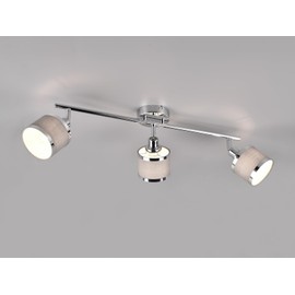 3-Bulb Ceiling Spotlight Silver Chrome Fabric Shade Grey Width 80 cm