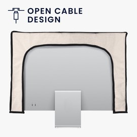 kwmobile Linen Case Compatible with 27-28 Inch Monitor - Protective Dust Cover for PC Screen - Computer Screen Cover Dust Hood - Cats