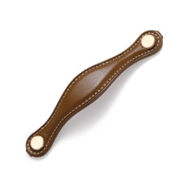 JIASENBAO Brown Leather Drawer Pulls 5 Pack 5"(128mm) Leather Handles Knobs for Cabinets Drawers Dressers Bathroom