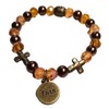 Stretchy Faith Based Beaded Bracelet with Bronze Cross and Dangling