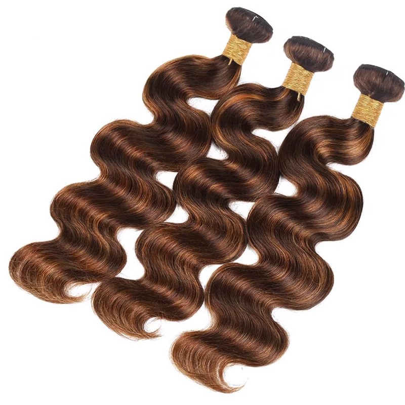 Dokksiiia P430 Highlight Body Wave Bundles Human Hair Chocolate Brown