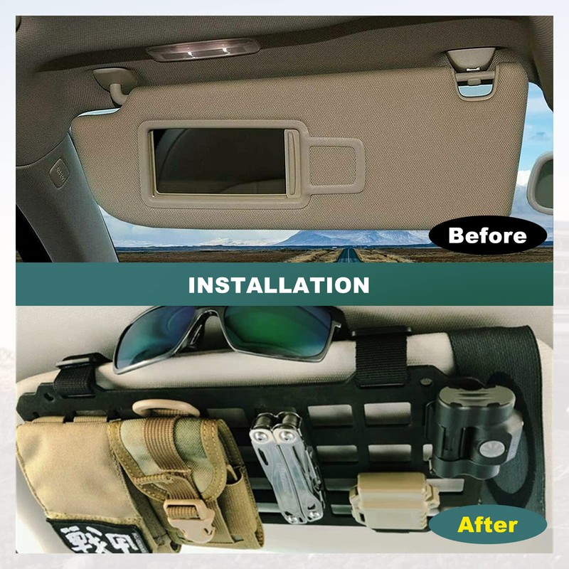 Sporacingrts Car Sun Visor Rigid Molle Organizer Panel Compatible with