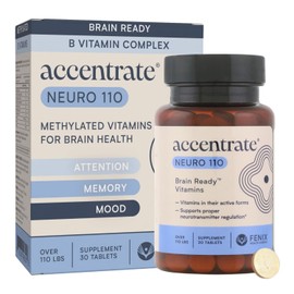 Accentrate Neuro 110- Complete Vitamin B Complex | Methylated Multivitamin w/L-Methylfolate (5-MTHF) Methylcobalamin (B12) Pyridoxal-5'-Phosphate (P5P) | Brain Health | MTHFR Supplement | 30 Tablets