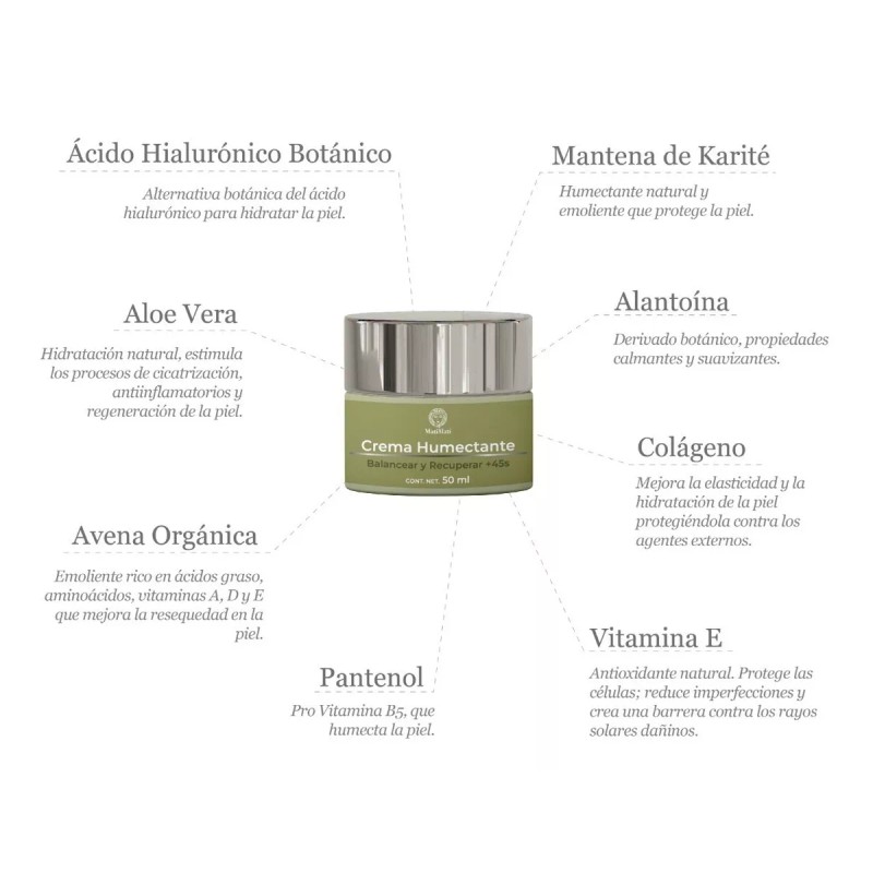 Matimati Crema Humectante +45años Con Ácido Hialurónico Matimati 50ml