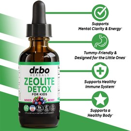 Dr. Bo Zeolite Detox Liquid Drops - Berry Flavored Daily Cleanse with Vitamin D & B12 - Energy, Mental Clarity & Immune Support - 60 Servings
