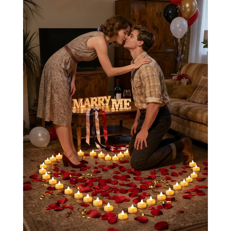 Amagic 1000 Pieces Artificial Rose Petals with 12 Heart LED