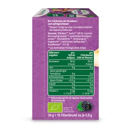 Bad Heilbrunner Organic Bear Strong Children's Tea Blackberry Apple, Fruit Tea with Vitamin C, Supports the Immune System, Vegan & Gluten Free (5 x 15 Filter Bags)