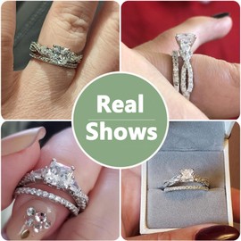 Newshe Jewellery 2.5ct Princess Pear White AAAAA Cz 925 Sterling Silver Engagement Wedding Ring Set Size 6