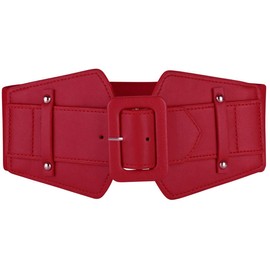 Ayliss Women Wide Elastic Waist Belt Vintage PU Leather Corset Cinch Belt (Black)