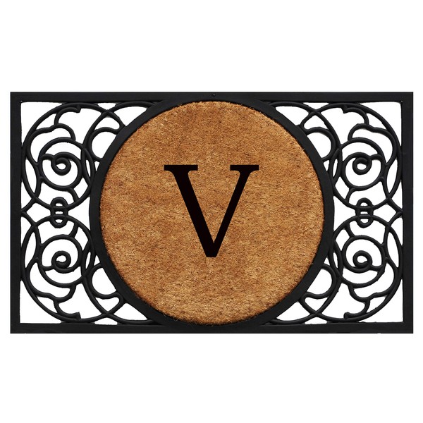 Calloway Mills 180031830V Armada Circle Monogram Doormat, 18" x 30" (Letter V)