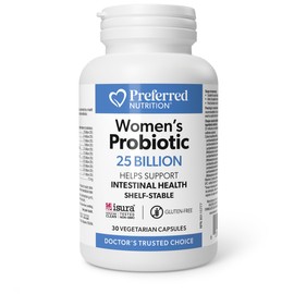 Preferred Nutrition Women’s Probiotic 25 Billion, 30 vegetarian capsules, Helps Support Female & Vaginal Health, Supports Intestinal Health, 10-Strain Formula, Shelf-Stable