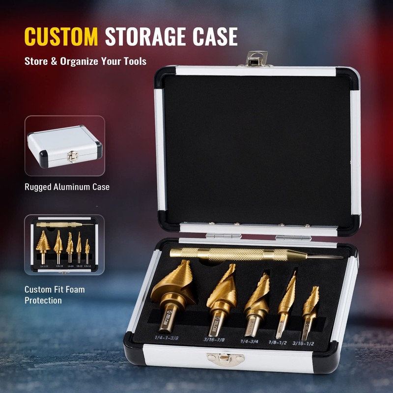 ZELCAN Step Bits for Metal, Step Drill Bit Set 5PCS