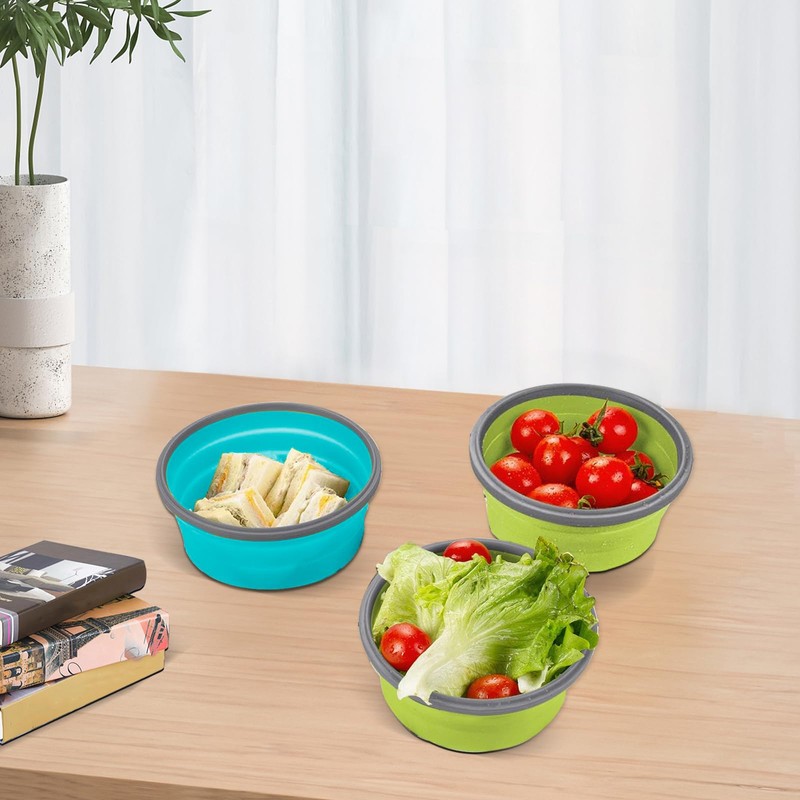 2 Pcs Collapsible Bowls with Lids, Foldable Meal Prep Containers