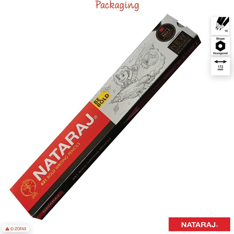 NATARAJ Ultimate Quality - 10 Hexagonal Wooden Pencils Eraser Sharpener