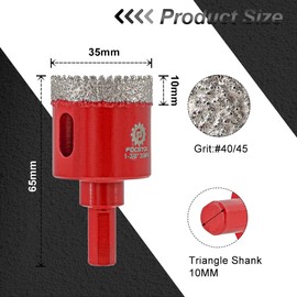 Diamond Core Drill Bit 1-3/8 Inch - FOCSTOL 2pcs 35mm Diamond Hole Saw with Triangle Shank for Porcelain Ceramic Tile Marble Granite