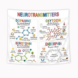 Riyidecor Mental Health Happy Chemicals Tapestry 59Wx51H Inch Colorful Therapy Experiments Inspirational Motivational Growth Mindset Wall Hanging Positive Home Dorm Decor Art Living Room Bedroom