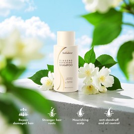 Bablabear Ginseng Repairing Shampoo - Natural Formula for Damaged Hair, Strengthens Roots & Nourishes Scalp 280ml/9.3oz, springtok
