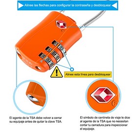 Diyife Cerraduras de Equipaje TSA, [2 Piezas] Cerradura de Seguridad de 3 Dígitos, Cerraduras de Combinación, Código de Bloqueo para Maletas de Viaje, Maletas, etc. (Naranja)